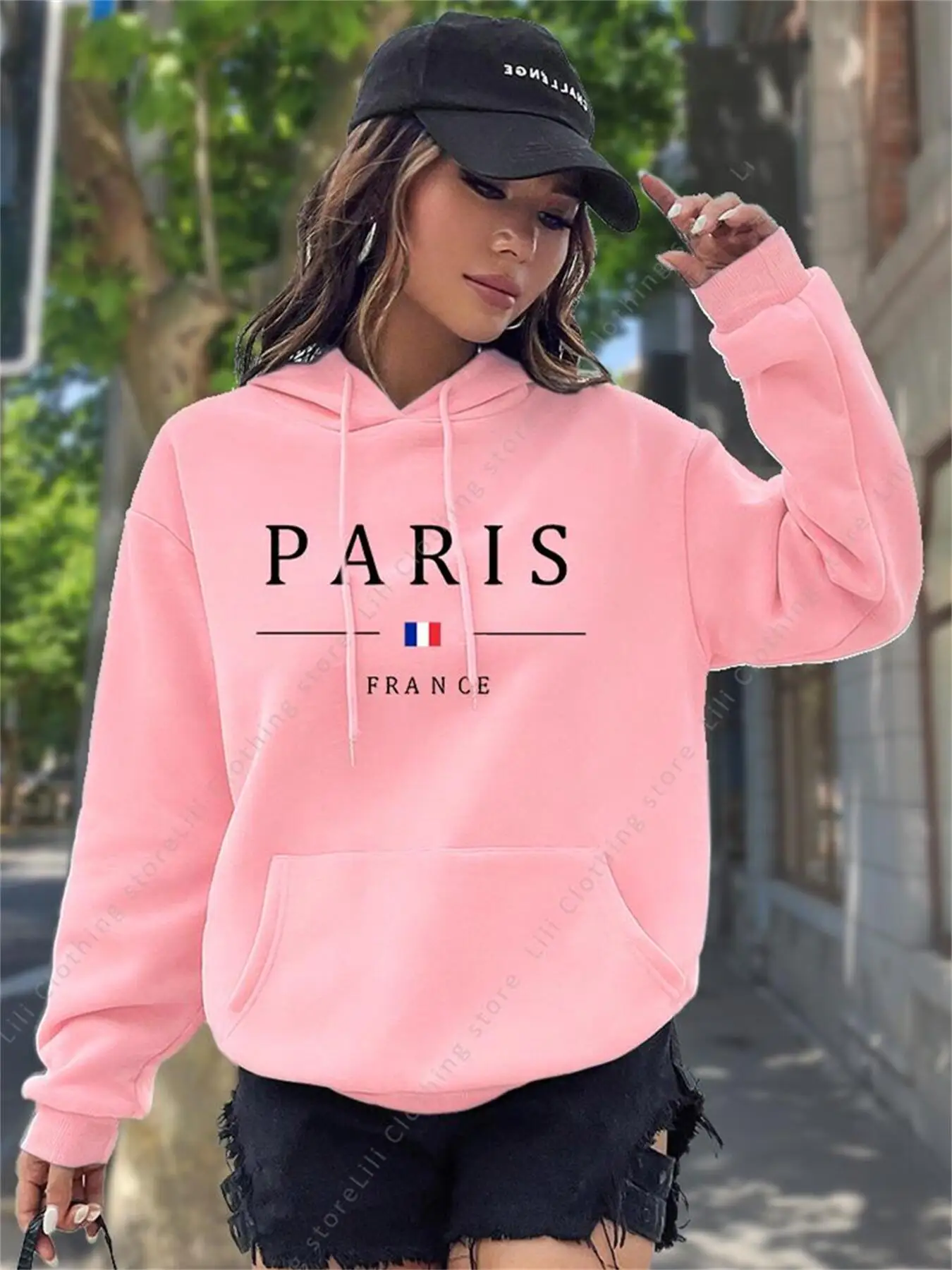 Winter Clothing Drawing - Женская толстовка с графическим принтом PARIS,
