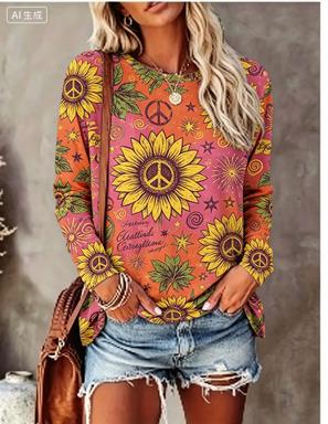 Winter Clothing For Women - Женская футболка с длинным рукавом, принт