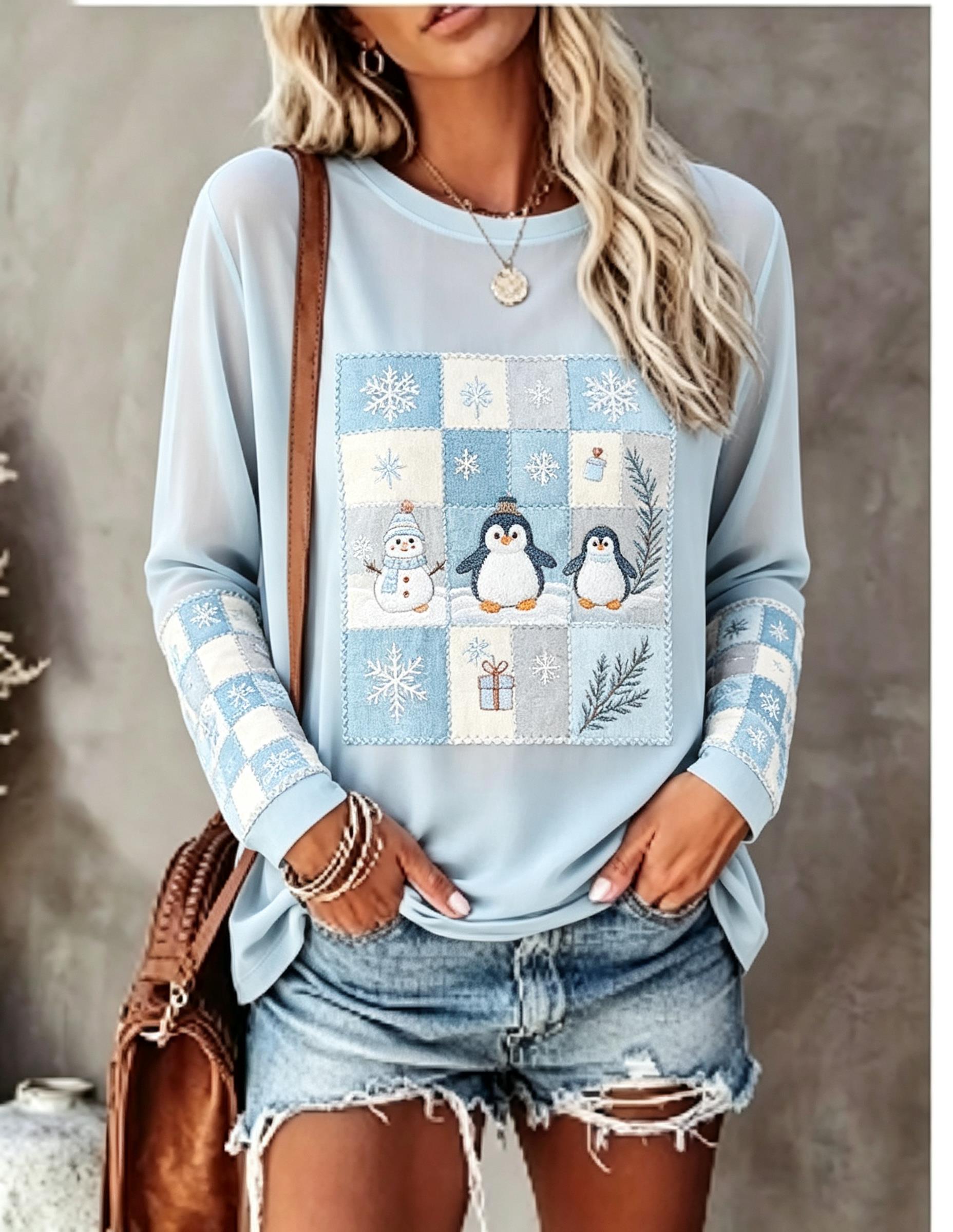 Winter Clothing For Women - Женская футболка с длинными рукавами, с